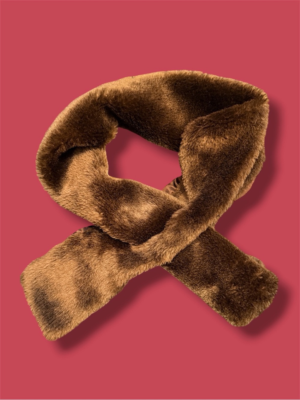 Women's Faux Fur Brown Wrap Scarf - Classic Cozy Style
